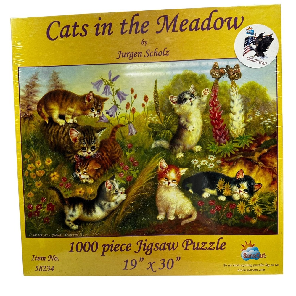 Cats in the‎ Meadow puzzle by Jurgen Scholz 1000 Piece SEALED #58234 Kittens
